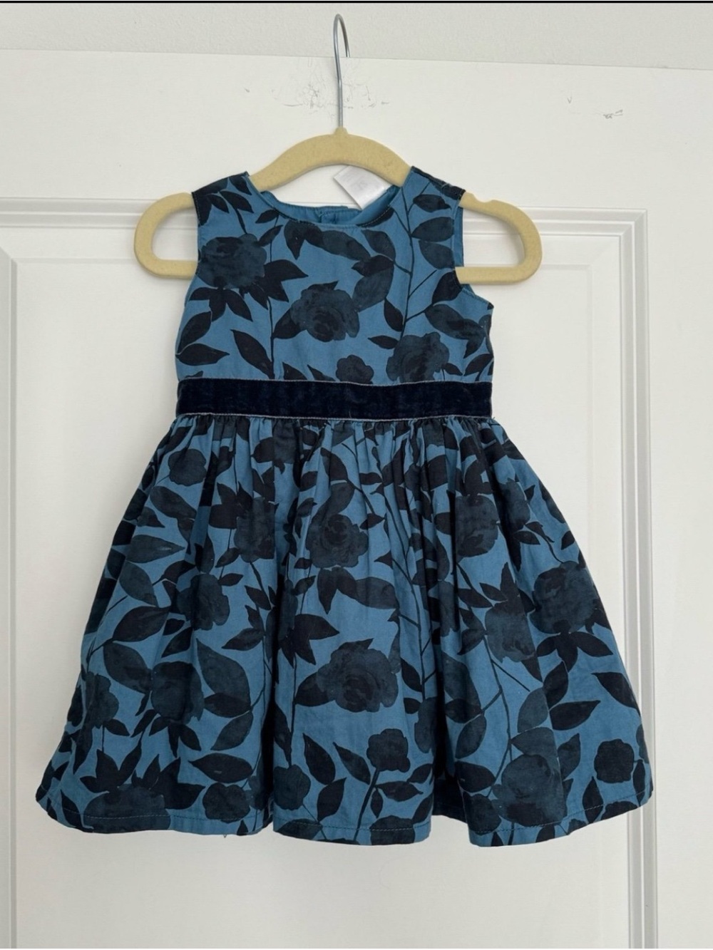 Carters baby girls blue floral trim a-line Dress size 12 months